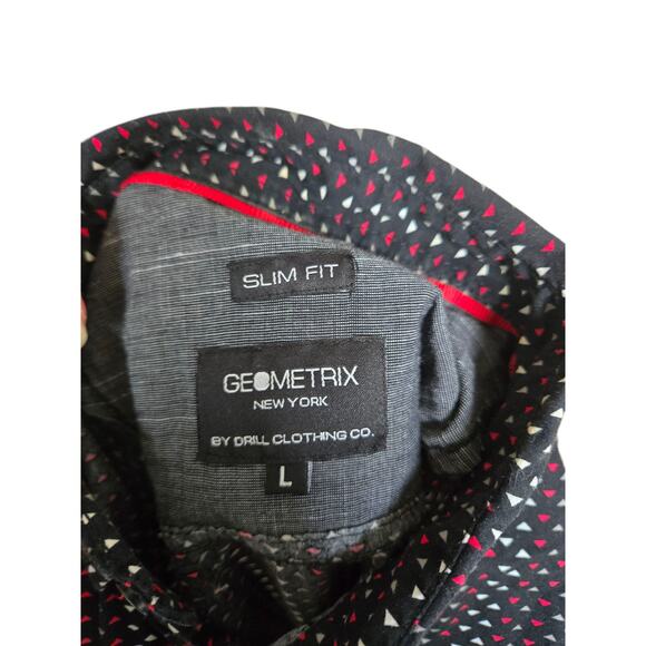 Geometrix New York slim fit button down black/red/white shirt, size large - Picture 4 of 5